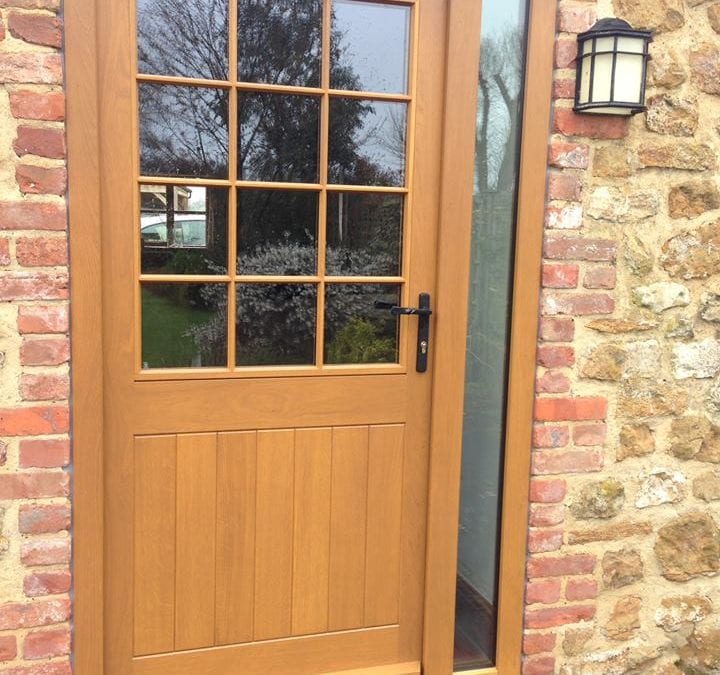 Oak front door with brick surround